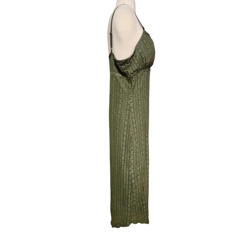 No Boundaries Lace Babydoll Maxi Dress Womens XL Green Coquette Hanky Hem Fairy